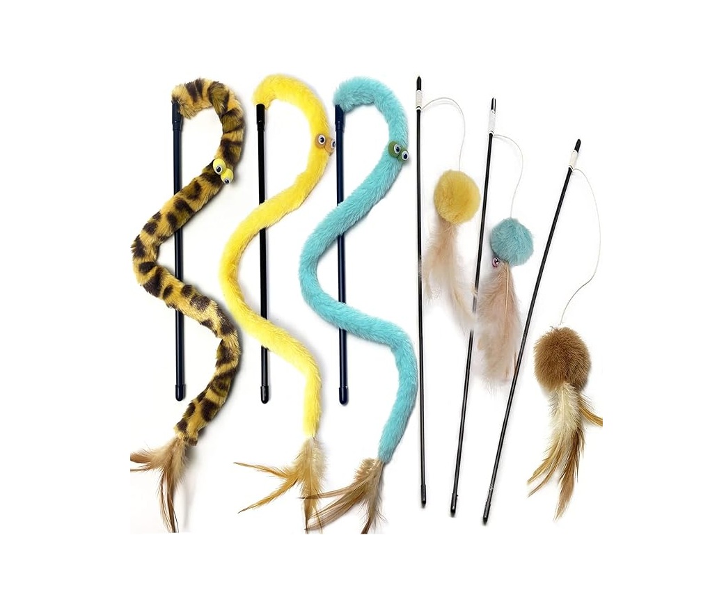 Juguete interactivo para gatos persas con varitas y plumas