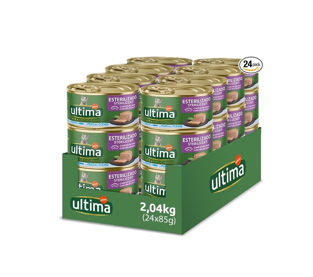Comida húmeda Ultima Fit & Delicious para gatos persas esterilizados con pescado del océano