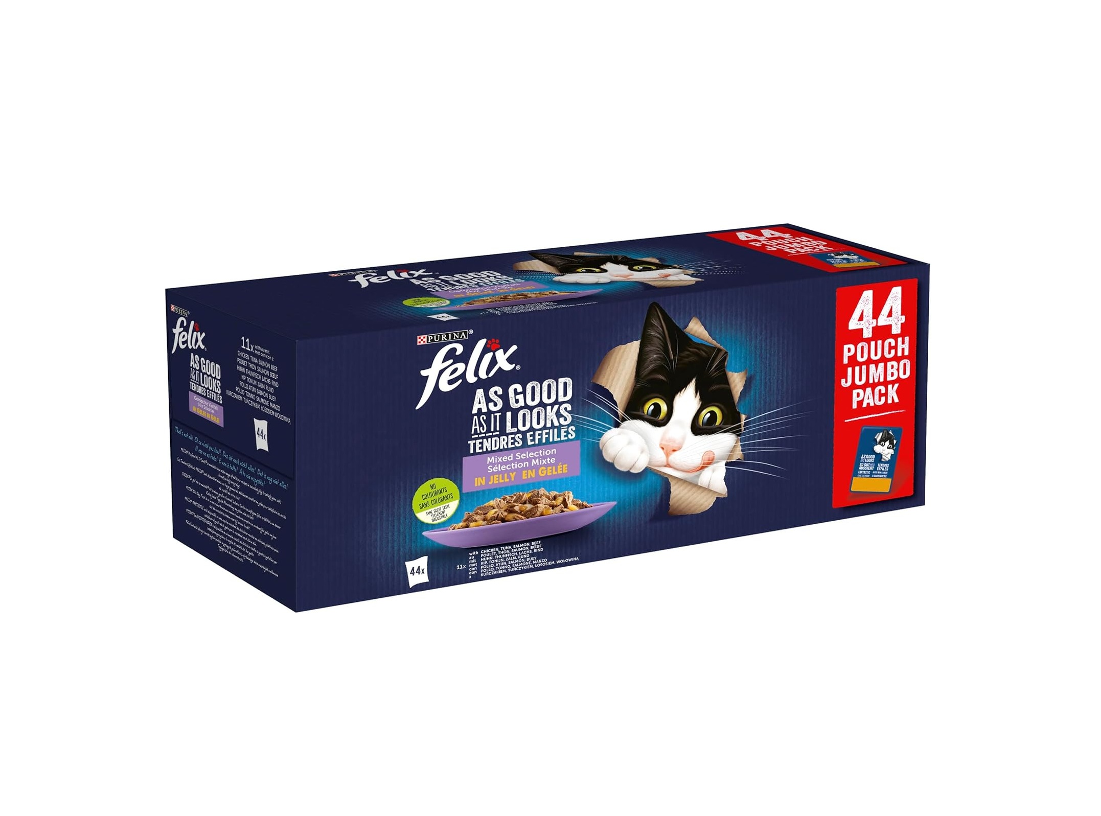 FELIX Fantastic: Alimento completo y equilibrado que incluye 44 sobres de 85g cada uno con una variedad de sabores