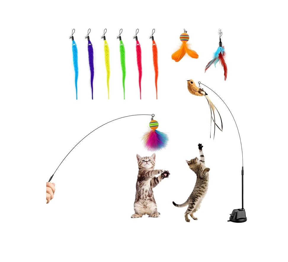 Modo manual y modo automático. Juguete automático para gatos: Con la ayuda de las ventosas, puede liberar sus manos y ver a su gato correr y jugar libremente;