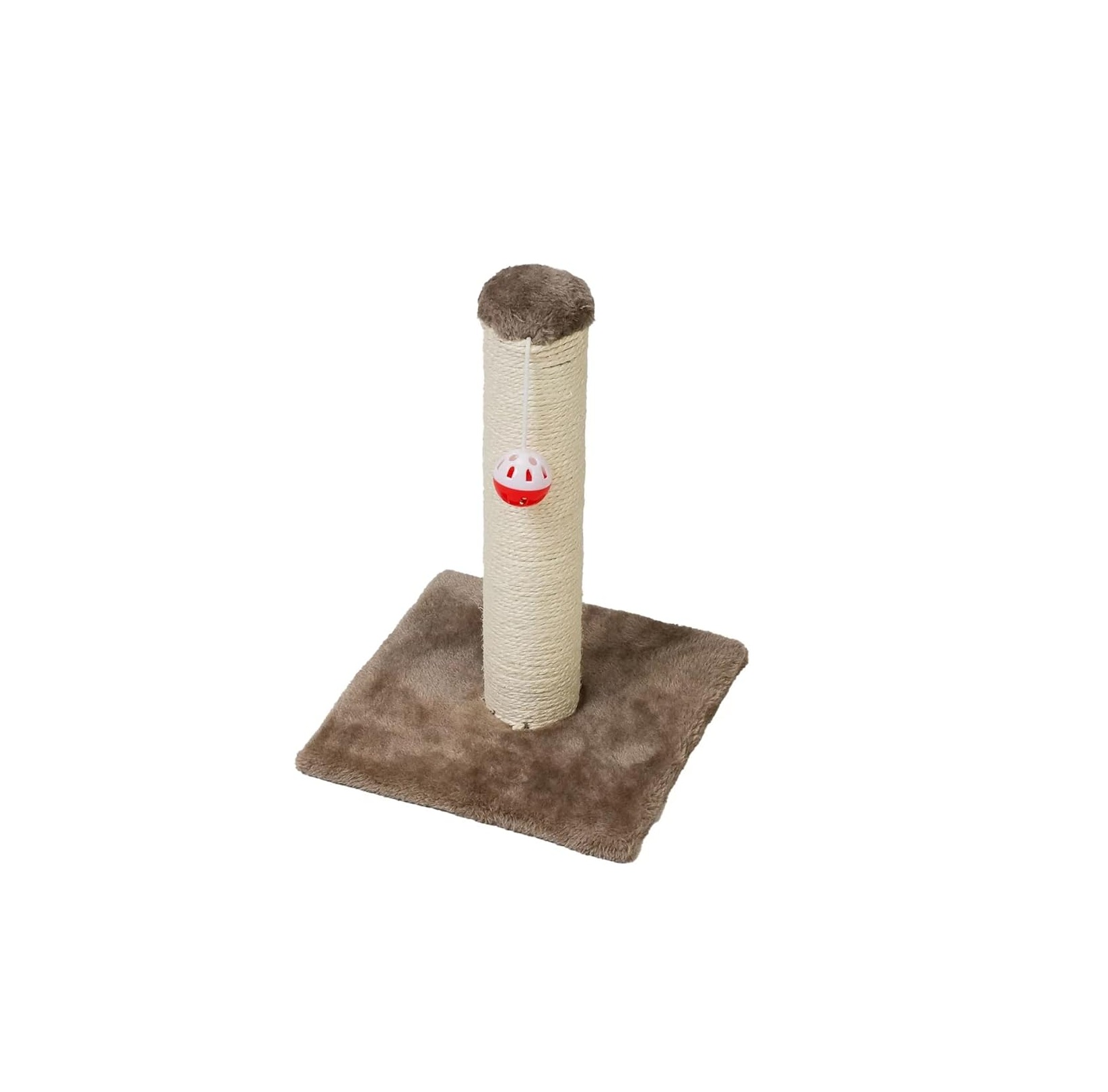 Poste rascador marrón para gatos con felpa y sisal