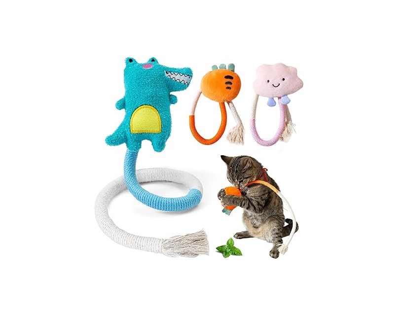 Obtendrá 3 piezas de cuerda para morder gatos, los palitos coloridos de hierba gatera pueden atraer a los gatos y ayudarlos a encontrarlos rápidamente.