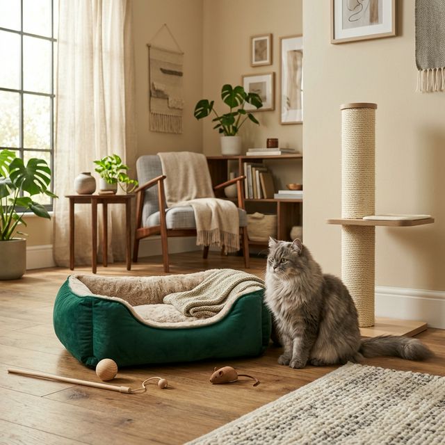 Gato persa protegido del calor