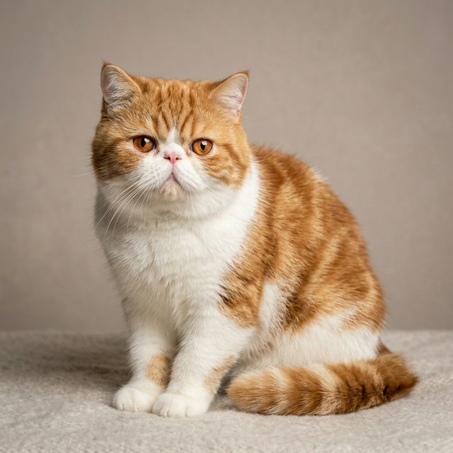 Gato exótico de pelo corto ginger y blanco