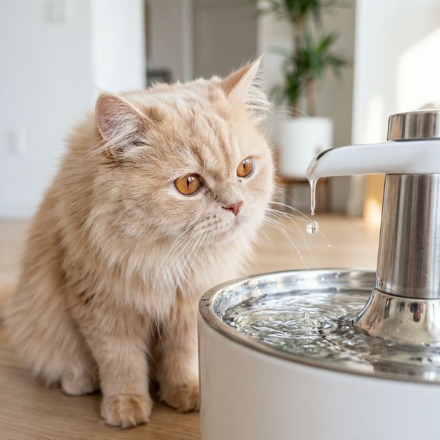 Gato persa con agua