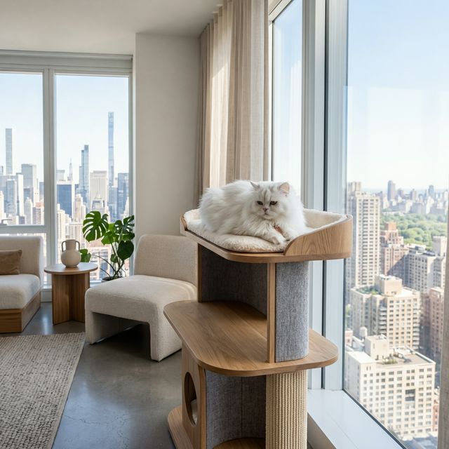 Gato persa en departamento moderno