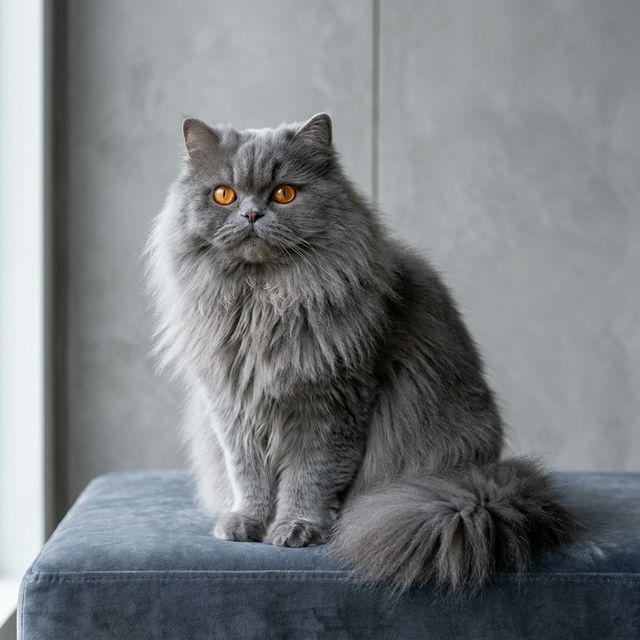 Gato persa gris azul elegante