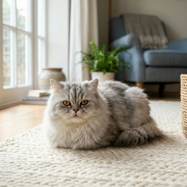 Gato persa en postura relajada