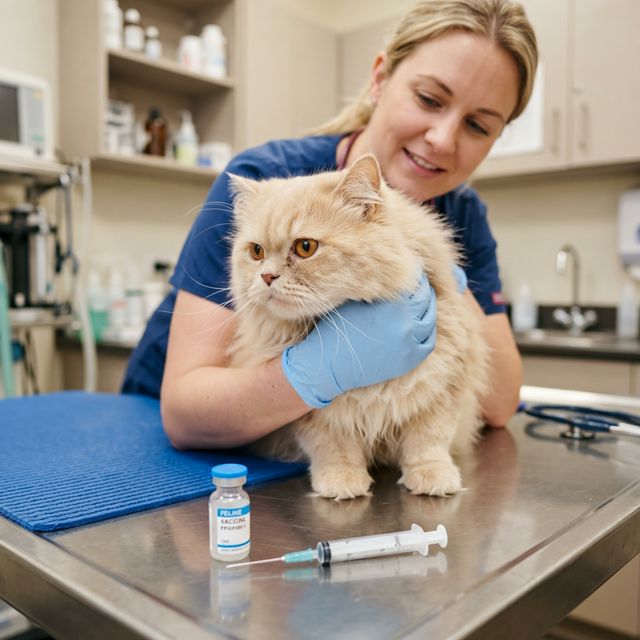 Vacunación de gato persa