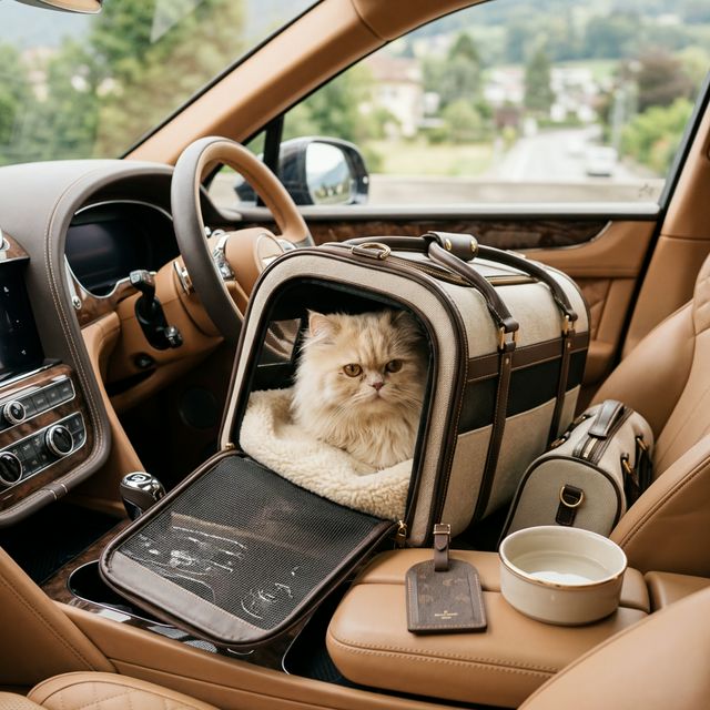 Gato persa viajando seguro